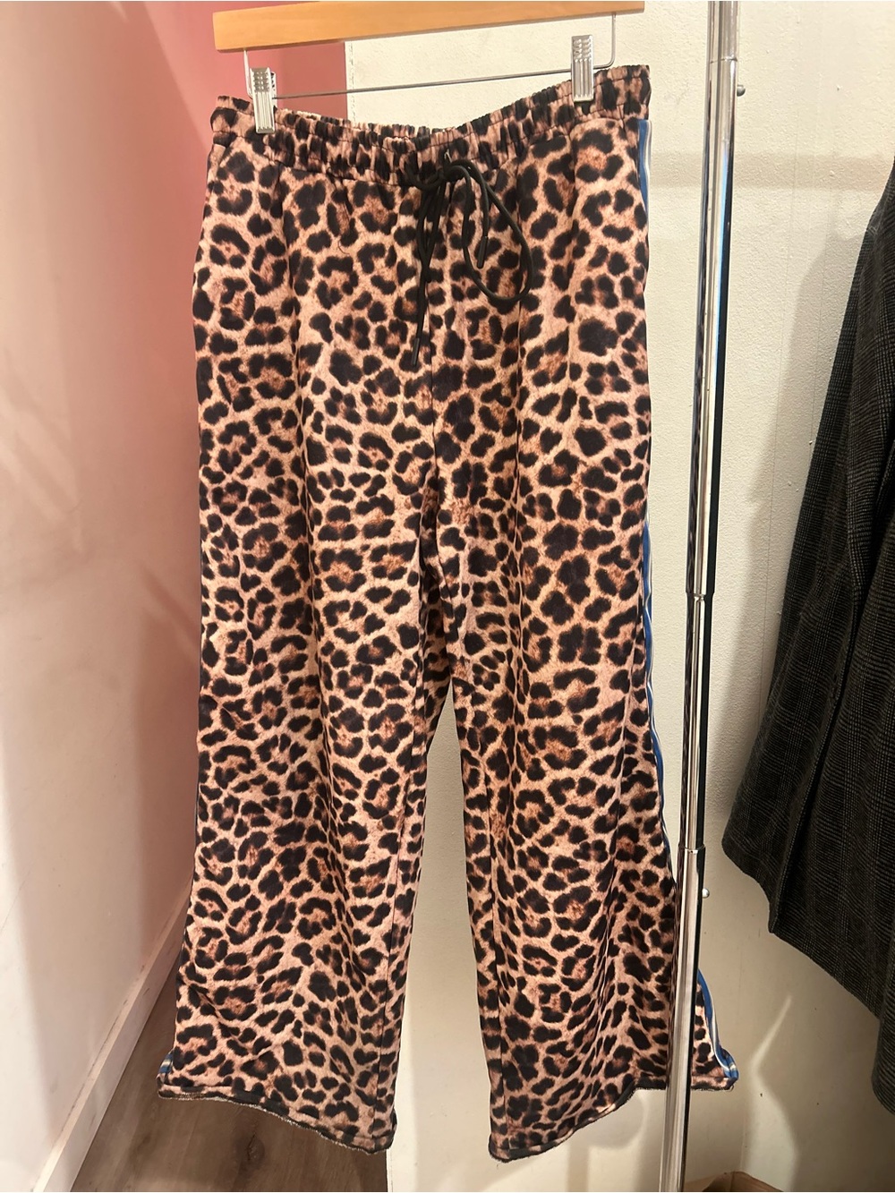 Leopard Print Wide Leg Lounge Pants - Brown Black